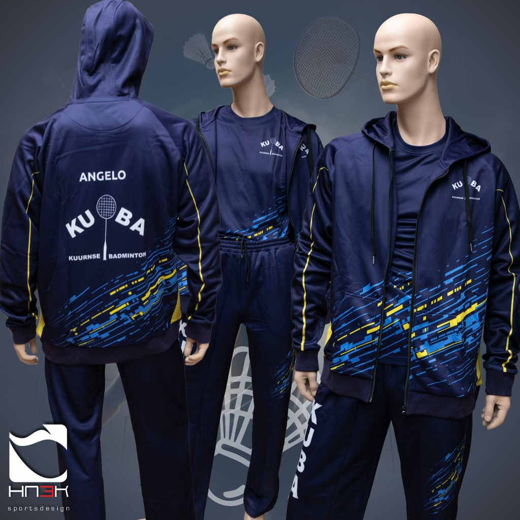 fullprint trainingsjas met kap en broek